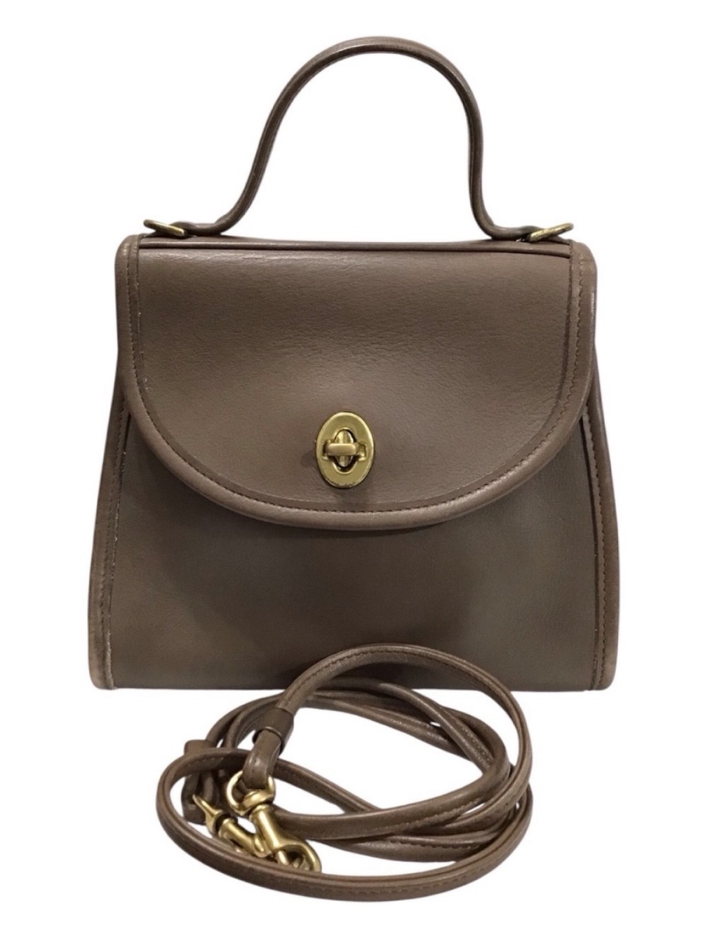 Coach Taupe Regina 9983 Top-Handle Leather Crossbody Bag